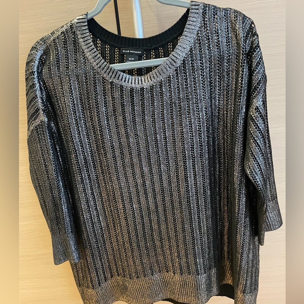 Club Monaco XS holiday silver sparkle top.